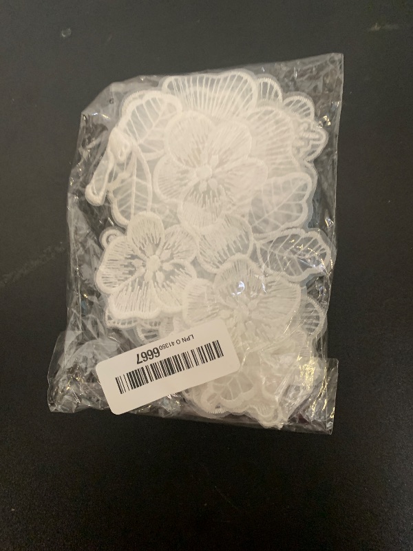 Photo 1 of 12 PCS Flower Applique White Lace Embroidered Flower Patches for Clothes 3D Floral Sew On Patches for Women's Dress Jeans Sweater Hats Shoes Bags Clothes Repairing Decorating Wedding DIY Sewing Craft