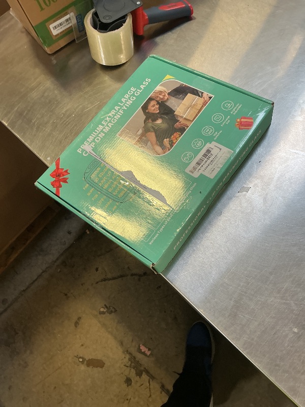 Photo 1 of 10X 30X Extra Large Magnifying Glass with Light and Clamp, Rectangle Hands Free Magnifier with 5 Color Modes, Adjustable LED Lighted Magnifying Desk Lamp for Reading Close Work Craft Painting (Black)