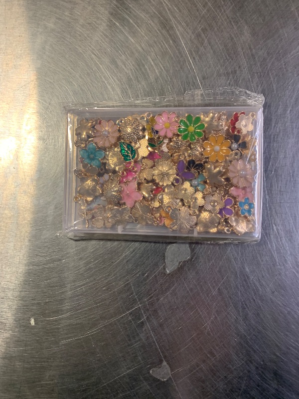 Photo 1 of 100Pcs 50 Pairs Flower Charms for Jewelry Making, Wholesale Assorted Enamel Mixed Bulk Metal Earring Charms for DIY Necklace Bracelet Earring Jewelry Making and Crafting