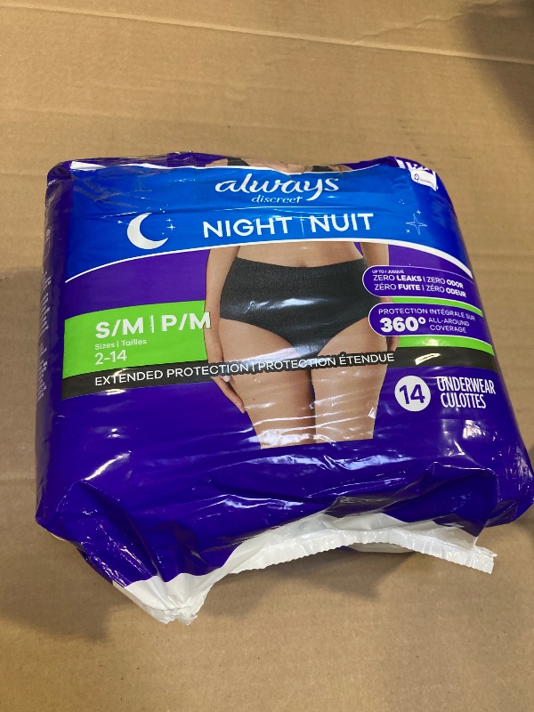 Photo 1 of Always Discreet Adult Incontinence Overnight Underwear for Women, Small/Medium, Up to 100% Bladder Leak Protection, 14 Count