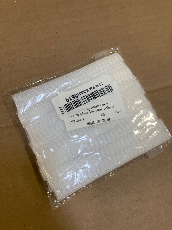 Photo 1 of 60 Pcs Makeup Brush Cover, Brush Guard Reusable Makeup Brushes Protector Expandable Brushes Nets Mesh Cover Set for Travel, Women and Girls Storing Make-Up, Rose (White)