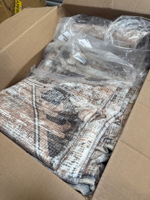 Photo 1 of GENIMO XL Area Rugs for Living Room, Machine Washable Non Slip Vintage Rugs, Low Pile Lightweight Chenille Print Rug for Bedroom, Dining Room, Home Office, Brownish Drab Exact Size Unknown Large