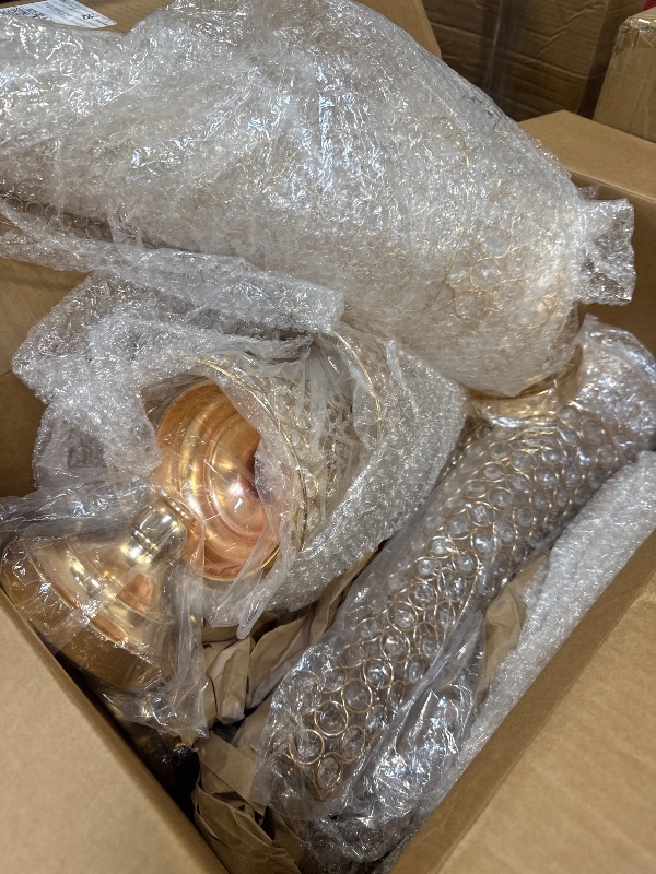 Photo 1 of 6 Pcs Gold Trumpet Vases - Metal Crystal Vase Bulk for Artificial Flowers, Wedding Centerpiece, Home Table Decor,Faux Floral Arrangement Display