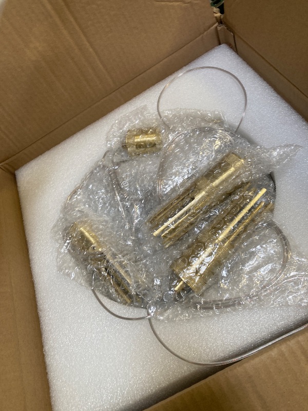 Photo 1 of 5 Lights Glam Crystal Chandelier Dimmable LED Ceiling Light Modern Hanging Pendant Lighting Fixture with Remote Control for Living Dining Room Kitchen Antique Gold