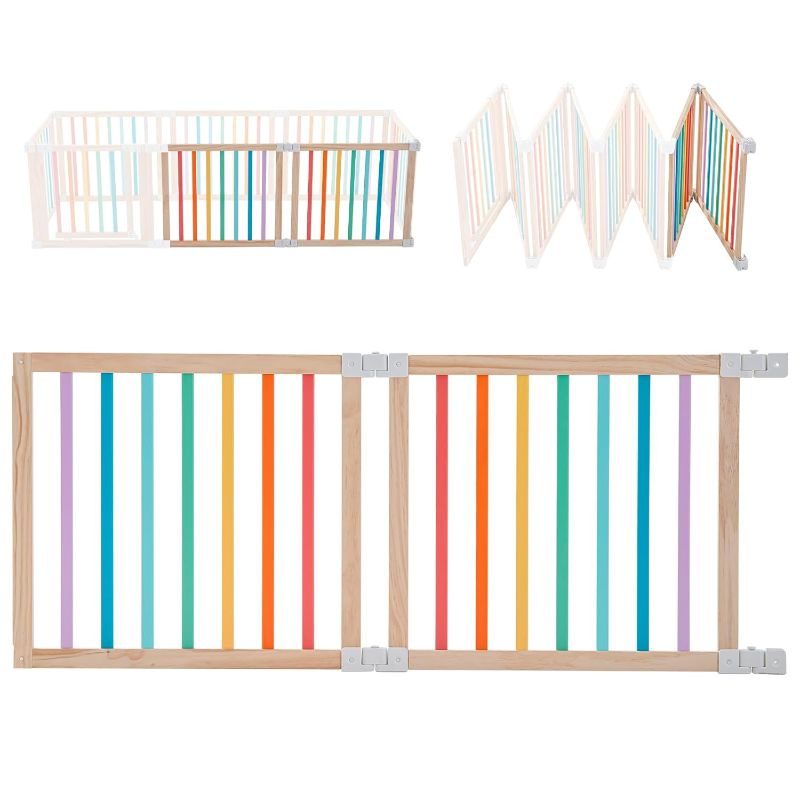Photo 1 of 2PCS Expanded Panel for Baby Wooden Playpen with Connectors, Changeable Wooden Play Fence Accessories (Multicolor, 2 Panel