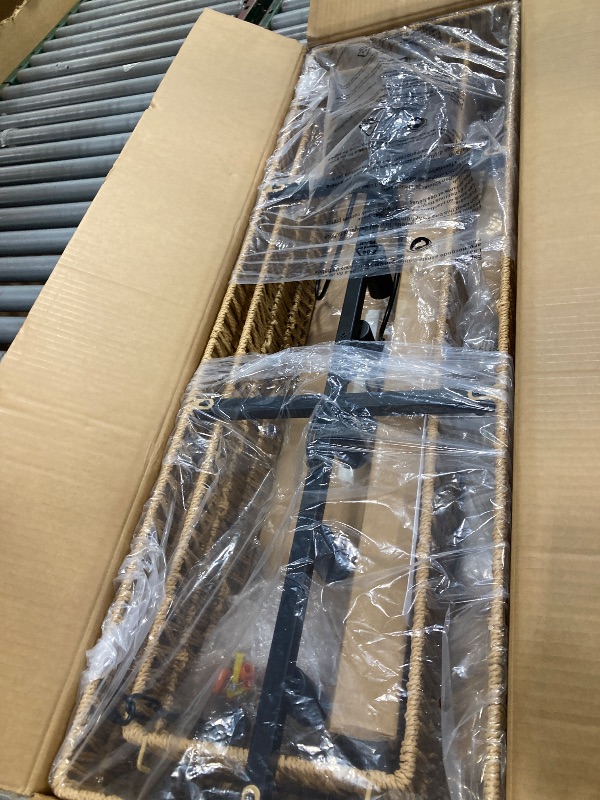 Photo 1 of 40” Hand Woven Rattan 8-Light Chandeliers for Dining Room, 2 Layer Boho Linear Chandelier Rectangle Rustic Pendant Light Fixture for Kitchen Island Bar Living Room