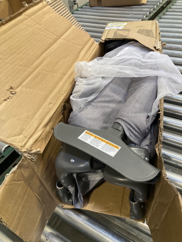 Photo 1 of 2-in-1 Baby Playard, Pack and Play Bassinet, Easy Folding Portable Crib with Music Mobile for Newborn to Toddlers (Grey)