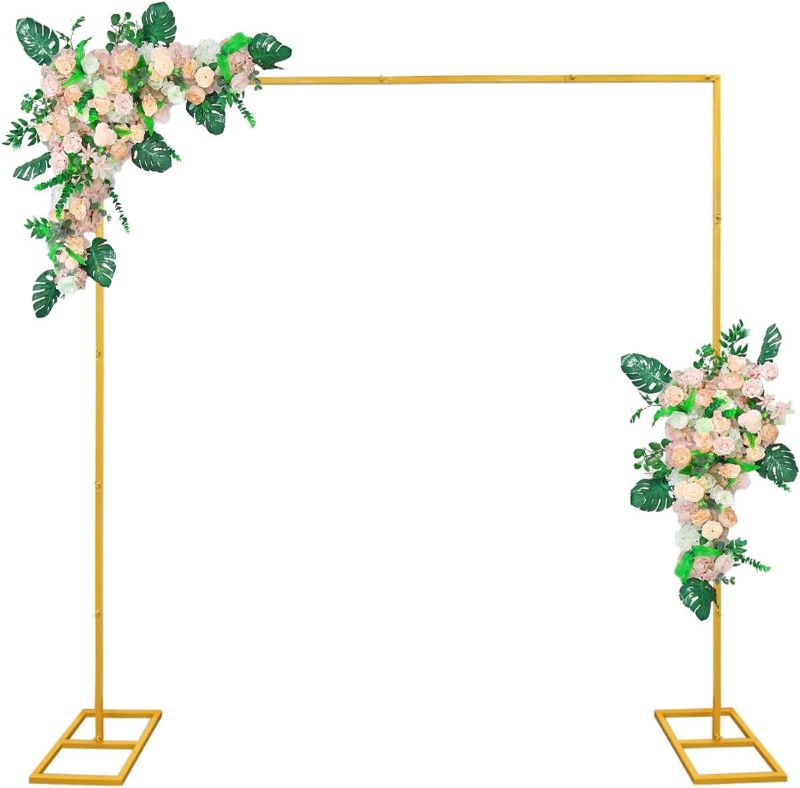 Photo 1 of 6.6FT Gold Metal Wedding Arches for Ceremony Square Balloon Arch Stand Rectangular Backdrop Stand for Anniversary Birthday Party Bridal Shower Home Indoor Outdoor Decoration
