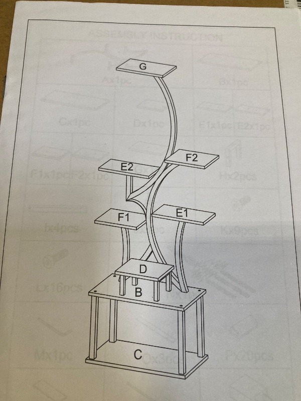 Photo 1 of 51.3 Inch Plant Stand with Grow Light, 6 Tiered Indoor Plant Shelf with Larger Flower Holder, Pine-Shaped Stand, 3 Light Modes, Open Base, Corner Plant Rack for Living Room, Black