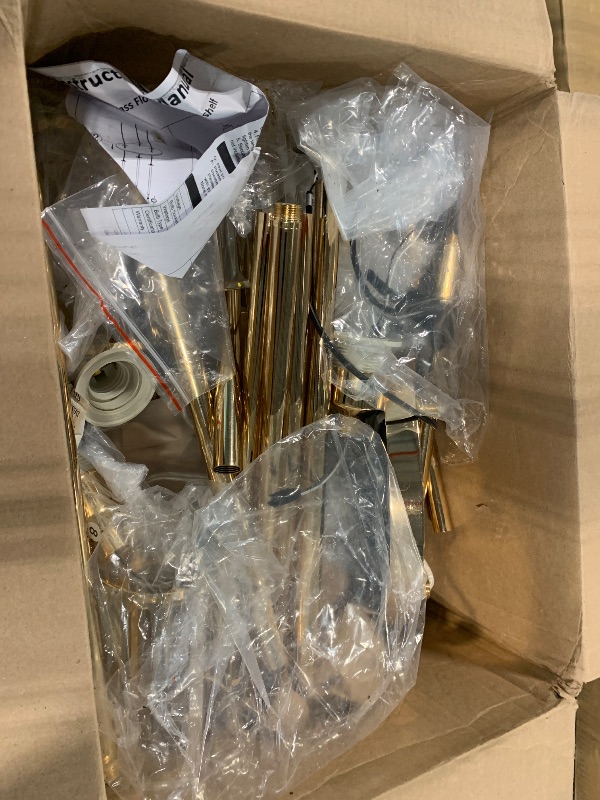 Photo 1 of ***MAJOR DAMAGE*** HMVPL Gold Floor Lamps for Living Room, Modern Floor Lamp with Shelves, Crystal Standing Lamps with Table, Brass Tall Lamp with Crystal Shade, On/Off Switch, Mid Century Corner Floor Lamp for Bedroom