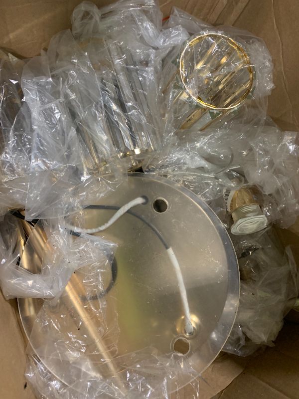 Photo 1 of ***MAJOR DAMAGE*** HMVPL Gold Floor Lamps for Living Room, Modern Floor Lamp with Shelves, Crystal Standing Lamps with Table, Brass Tall Lamp with Crystal Shade, On/Off Switch, Mid Century Corner Floor Lamp for Bedroom