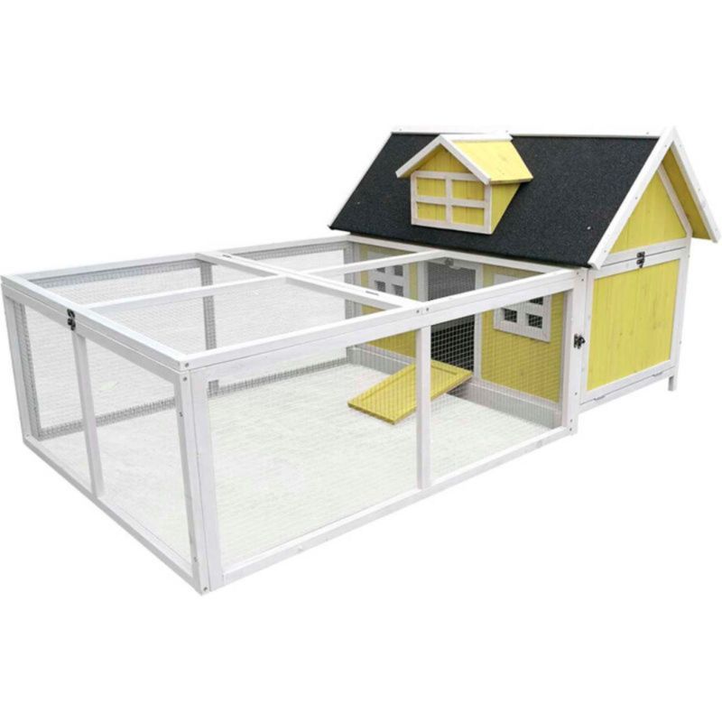 Photo 1 of ***FACTORY SEALED*** Hanover Outdoor Wooden Chicken Coop with Ramp, Large Wire Mesh Run, Waterproof Roof, Removable Tray 2.8 Ft. x 5.9 Ft. x 3.8 Ft.