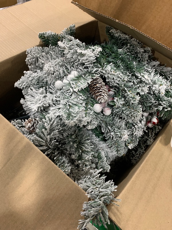 Photo 1 of ***SIMILAR ITEM*** Yaheetech 3FT Pre-lit Potted Flocked Christmas Tree, Snow Frosted Mini Tabletop Artificial Christmas Tree with 50 Warm White LED Lights and 355 PE Branch Tips for Holiday Decoration