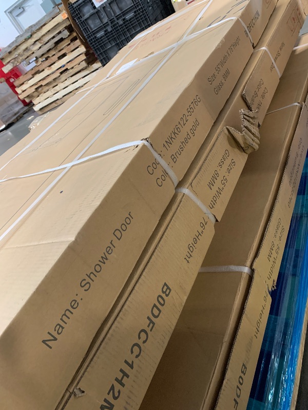 Photo 1 of ***FACTORY SEALED*** Sunrosa Frameless Double Sliding Shower Door 51 1/8-55" W x 76" H, 5/16" (8mm) Thick Easy-Clean Tempered Glass, Soft-Close Adjustable Shower Door with Towel Bar, Brushed Gold Finish