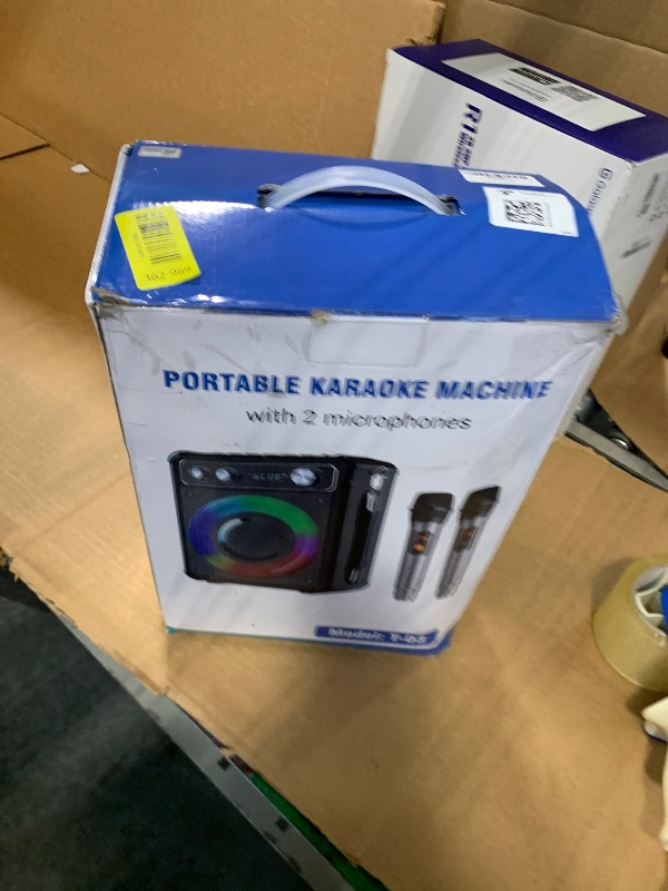 Photo 1 of *****MISSING CHARGIN CABLE******VOSOCO Karaoke Machine, Portable Bluetooth Karaoke Speaker with 2 Wireless Microphones, PA System for Adults Kids with LED Lights & Echo Adjustment, Supports TWS/TF/USB/AUX for Home Party