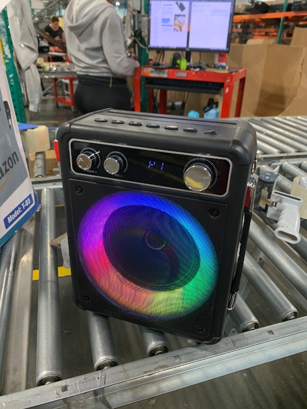 Photo 1 of *****MISSING CHARGIN CABLE******VOSOCO Karaoke Machine, Portable Bluetooth Karaoke Speaker with 2 Wireless Microphones, PA System for Adults Kids with LED Lights & Echo Adjustment, Supports TWS/TF/USB/AUX for Home Party