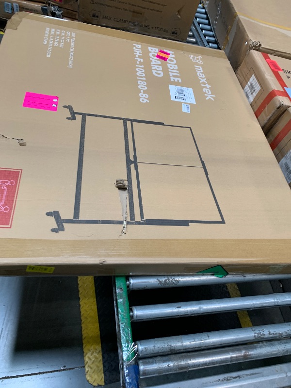 Photo 1 of ***LARGE DENT*** maxtek 72 x 40 Double Sided Rolling Whiteboard, Mobile Whiteboard Magnetic White Board - Large Reversible Dry Erase Board Easel Standing Board on Wheels with Stand (72 x 40 Black)