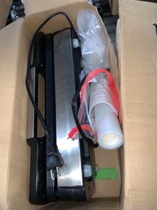 Photo 1 of ***USED AND POSSIBLE MISSING BAGS, SELLING FOR PARTS AS IS FINAL SALE***95kPa Vacuum Sealer Machine with AquaLock Technology, for Moist Seals, 2X Seal & 130W, Fully Automatic Food Sealer, Built-In Cutter, Bag Storage & Hose, Precision Sealing, 2 Bag Rolls