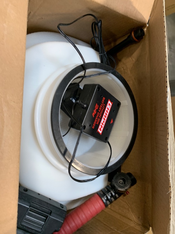 Photo 1 of ***MISSING PARTS*** Chapin 63924 Backpack Sprayer, 4?Gallon 24V Battery?Powered, Translucent Poly Tank, 6" Wide?Mouth Opening, 3?Stage Filtration & Adjustable Brass/Poly Nozzles for Fertilizer, Weed & Pest Applications