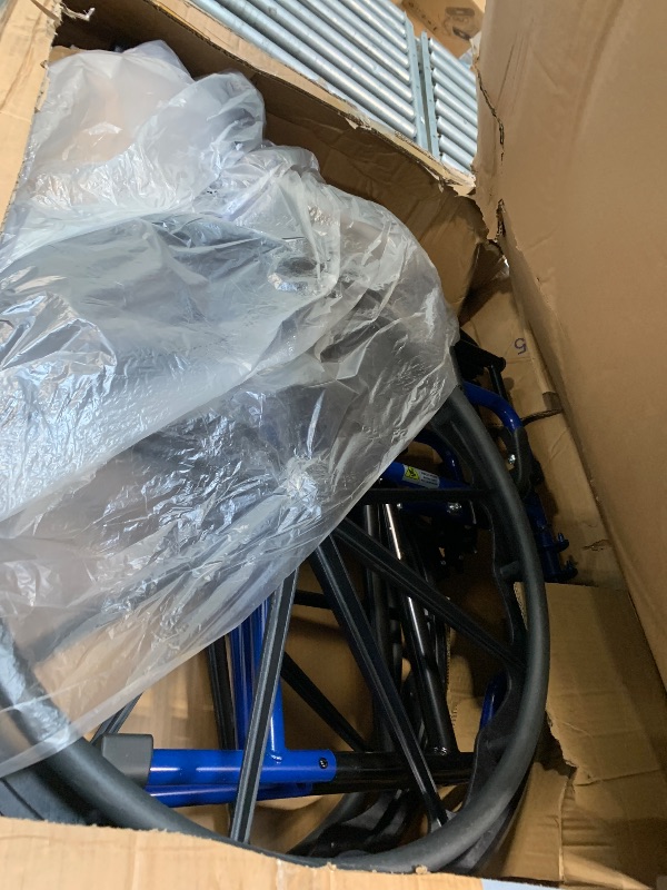 Photo 1 of **See clerk notes**
Drive Medical Blue Streak Lightweight Wheelchair - Portable Folding Mobility Aid - Swing-Away Footrests - Desk Arms - Durable Steel Frame - Easy Transport & Storage - 18-Inch Seat