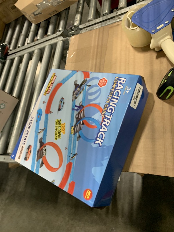 Photo 1 of ?Slot Car Race Track Sets with 360° Thrill Loops & 4 High-Speed Cars, 64 Pcs Large Flexible Racing Track for Kids Ages 3-5 4-8 8-12, Race Car Toys Gift for Boys Girls Birthday Christmas