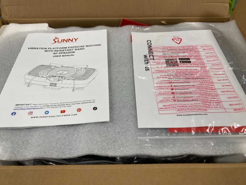 Photo 1 of ***NONE FUNCTIONAL*** Sunny Health & Fitness Vibration Plate Exercise Machine with Resistance Bands & Remote, Fitboard Premium Total Body Shaker Platform for Toning, Sculpting & Recovery – SF-VP822056