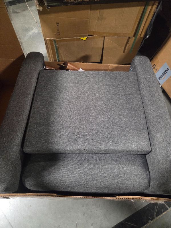 Photo 1 of ***PARTIAL SET, ONE CHAIR ONLY*** JUMMICO Mid Century Accent Chair, Fabric Modern Reading Living Room Chair, Fluffy Comfy Armchair Small Sofa Chair with Wood Legs for Bedroom Office Cafe, Set of 2 (Grey)