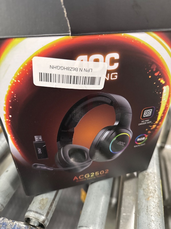 Photo 1 of ***UNKNOWN IF WORKING** AOC Wireless Gaming Headset Compatible with PS5/4, Nintendo Switch, PC, Bluetooth 5.4 & 2.4GHz Gaming Headphones with Noise Canceling Mic, RGB, Type-C, 20ms Latency, 45H, 7.1 Virtual Surround- Black