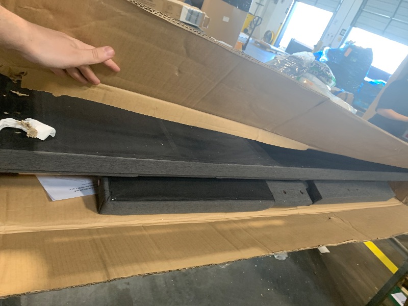 Photo 1 of ***MISSING PARTS*** ACQCA Full Size Bed Frame with Twin Size Trundle,Linen Upholstered Platform Bed Frame Full with Brick Pattern Headboard,Wood Slat Support Included,No Box Spring Needed,Easy Assembly,Gray
