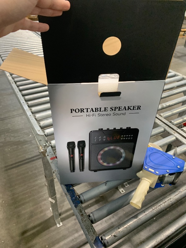 Photo 1 of ** stock photo similar not exact ***  Karaoke Machine with 2 Wireless Microphones, Portable Bass/Treble Bluetooth Speaker with LED Light, Support TWS, AUX in, FM, REC PA System with Remote Control, Supply for Party/Adults/Kids