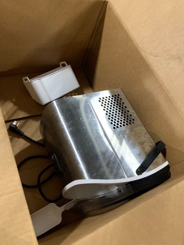 Photo 1 of *** DAMAGED NOT WORKING SOLD FOR PARTS ONLY **** *** FINAL SALE *** EUHOMY Pellet Ice Maker Countertop Machine - 34 lbs Per Day, Electric Ice Maker and Compact Portable Ice Maker with Ice Scoop and Basket, Perfect for Home/Kitchen/Office(Sliver)