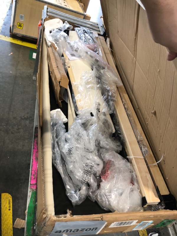 Photo 1 of ***Loose Hardware In Box*** Novilla Full Size Bed Frame with Headboard, Full Bed Frame with Wooden Slats Support, Velvet Upholstered Headboard, No Box Spring Needed, Heavy Duty Feet, Easy Assembly, White Velvet