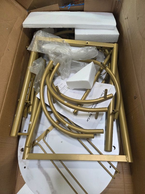 Photo 1 of ***MISSING PARTS*** CABIHOME Gold 3-Tier Rotating Bar Cart with Wheels, Modern Serving Cart for Kitchen, Living Room, Dining Room