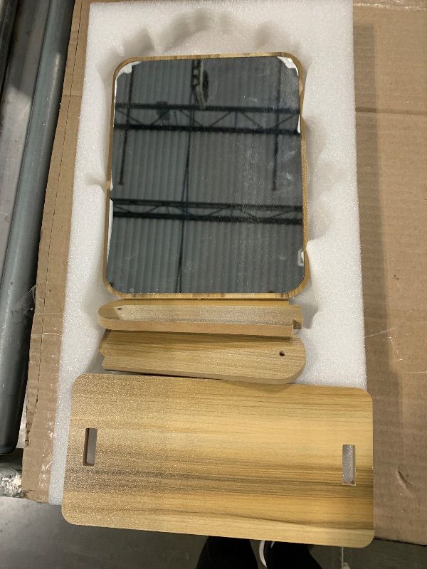 Photo 1 of *******SIMILAR***** J Kate and Laurel Hutton Modern Rounded Rectangle Wall Mirror Natural Wood; Decorative