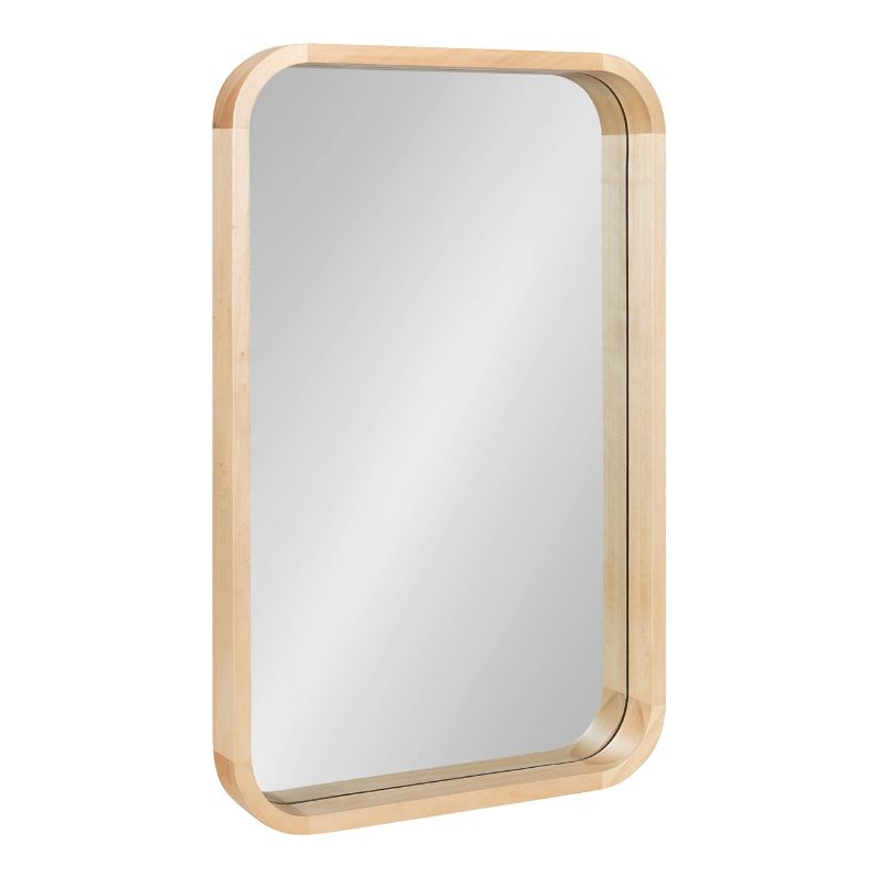 Photo 1 of *******SIMILAR***** J Kate and Laurel Hutton Modern Rounded Rectangle Wall Mirror Natural Wood; Decorative