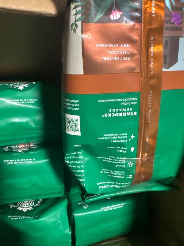 View 3 of **BEST BY 5/21/26**
Starbucks Ground Coffee, Medium Roast Hot or Iced Coffee, Decaf Pike Place Roast, Six 12 oz Bags?