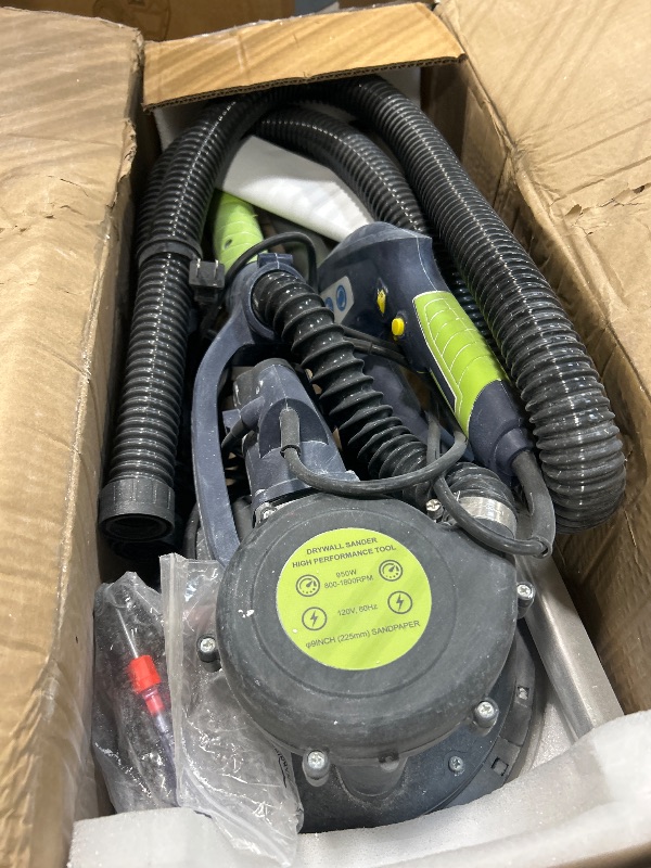 Photo 1 of ****DURTY*****
Drywall Sander with Vacuum Dust Collector, 8-Amp Popcorn Ceiling Removal Tool with 7 Variable Speed 800-1800RPM, Extendable Handle, LED Light,12pcs Sanding Discs, Navy Blue