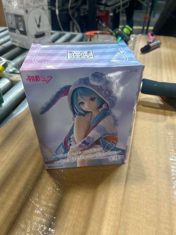 Photo 1 of **USED - MINOR DAMAGE**
FuRyu Corporation-Hatsune Miku Noodle Stopper Figure -Rabbit Ear Hood Pajama Blue Color ver.-