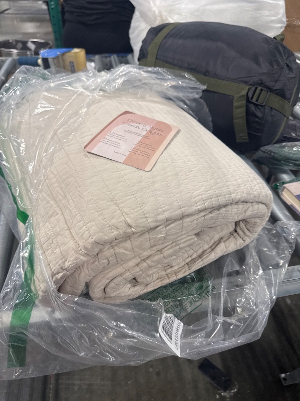Photo 1 of **********SIMILAR********** Joydeco 100% Cotton Muslin Throw Blanket for Couch Bed and Sofa, 4-Layer Lightweight and Breathable Soft Gauze Blanket for All Season, Luxury Throws Cotton Blanket Gift(Light Tan, 90"x90")
