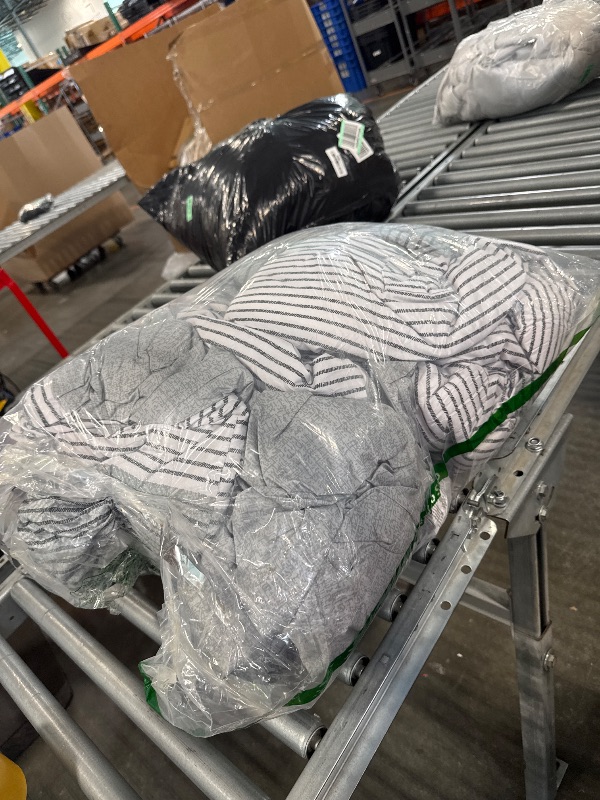 Photo 1 of *****************SIMILAR************** Washed Cotton Duvet Cover Set, Simple Striped Cotton Bedding 4 Pieces Sets, Soft Breathable Queen Zipper Closure, Include 1 Duvet Cover and 2 Pillowcases(Gray 1,Queen)