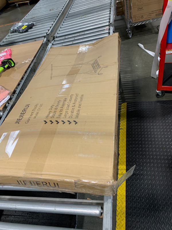 Photo 1 of **MISSING PARTS**
Heavy Duty Clothing Rack, Metal Clothes Rack Load 450 LBS, Rolling Coat Racks for Hanging Clothes with Lockable Wheels, Wardrobe Closet Garment Racks for Bedroom, Silver