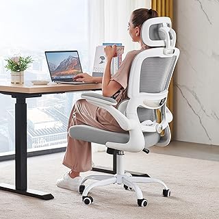 Photo 1 of ***NOT THE SAME COLOR AS STOCK, VIEW IMAGES*** TRALT Office Chair Ergonomic Desk Chair, 330 LBS Home Mesh Office Desk Chairs with Wheels, Comfortable Gaming Chair, High White Office Chair for Long Hours. White