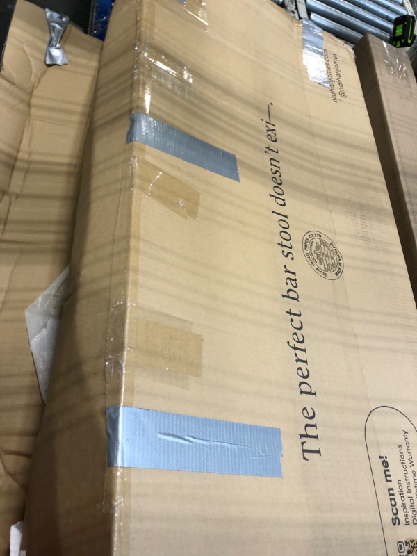 Photo 1 of **AS IS, FINAL SALE**Nathan James Bailey Upholstered Rattan Bar Stool in Oak Finish Frame, Counter Height Stool with Natural Rattan Woven Back For Kitchen Island, Brown