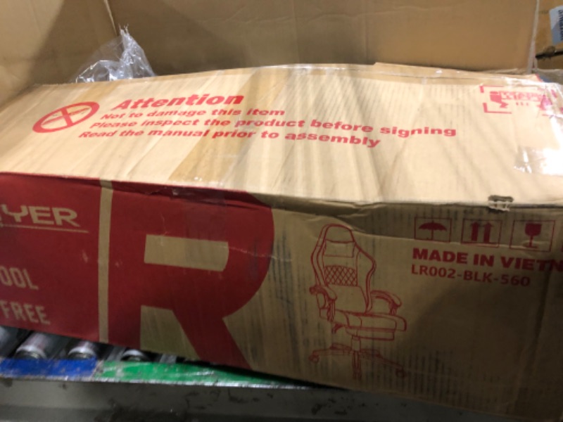 Photo 1 of ***FINALE SALE/NO RETURN, SOLD AS PARTS ONLY*** 
GTPLAYER Gaming Chair, Computer Office Chair with Pocket Spring Cushion, Linkage Armrests and Footrest, High Back Ergonomic Computer Chair with Lumbar Support Task Chair with Footrest(Black)