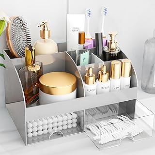 Photo 1 of !!!SIMULAR NOT EXACT!!!!Makeup Organizer with Drawers, Cosmetic Storage for Dresser Vanity and Bathroom Countertop, Beauty Holder for Lipstick Brush, Skincare Organizer for Vanity, Cosmetic Display Case (Grey)
