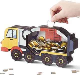 Photo 1 of ** SOLD AS IS, NO REFUND/RETURN** SEE COMMENTS!
Maxdot Wooden Tank Truck Piggy Bank for Kids Clear Window Transparent Money Bank for Boys Girls Unbreakable Clear Coin Saving Jar Toys Gifts for Boys Birthday New Year Christmas
