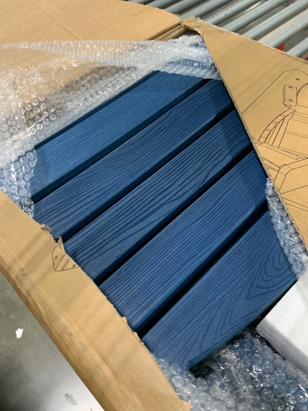 Photo 1 of ** MISSING HARDWARE AND INSTRUCTIONS **** KINGYES Folding Adjustable Adirondack Chair with Retractable Ottoman, HDPE Recliner Adirondack Chair with Cup Holder, Blue
