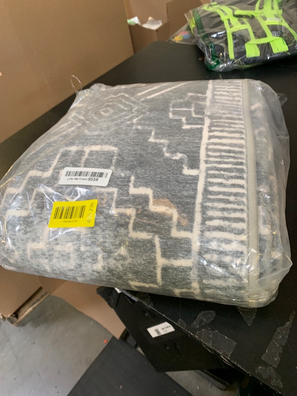 Photo 1 of jinchan Hallway Runner Rug 3x7 - Moroccan Kitchen Machine Washable Runner Rug Modern Geometric Soft Faux Wool Ultra-Thin Low-Pile Non-Slip Carpet for Laundry Room Bedroom Farmhouse(3x7ft, Dark Grey)