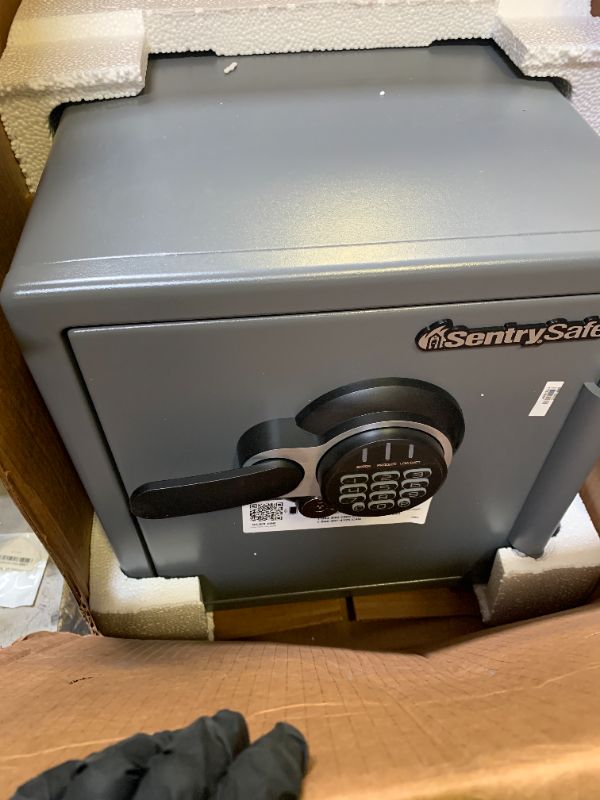 Photo 1 of SentrySafe Waterproof and Fireproof Alloy Steel Digital Safe Box for Home with Code Button Keypad, 1.23 Cubic Feet, 17.8 x 16.3 x 19.3 Inches (exterior), SFW123GDC