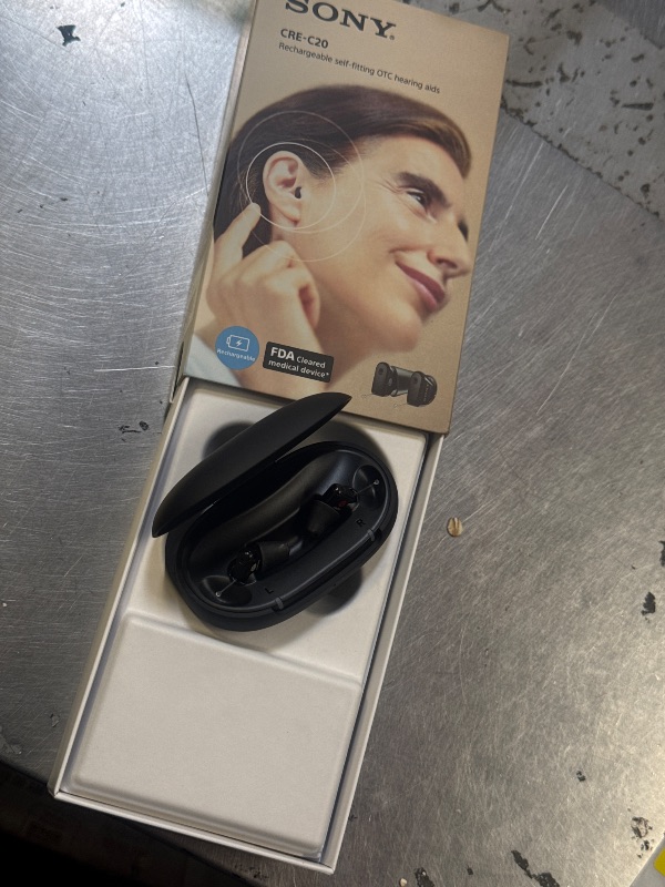 Photo 1 of Sony CRE-C20 Self-Fitting OTC Hearing Aids for Mild to Moderate Hearing Loss, Prescription-Grade Sound Quality, Compact Virtually Invisible Design, Customizable App, and Rechargeable Battery